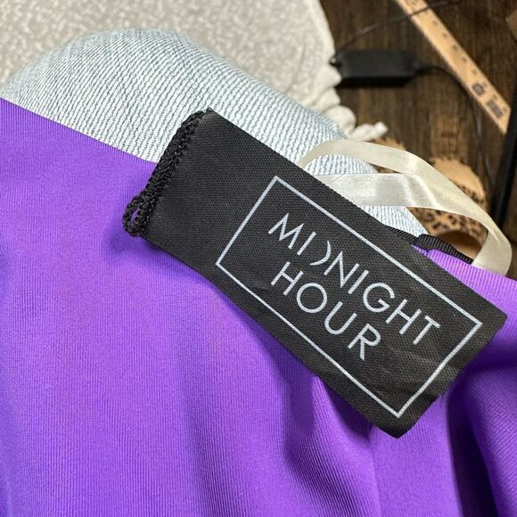 HOT TOPIC Galaxy Purple Lattice Reversible Swim Swimsuit Bikini Large NWT - Picture 9 of 13